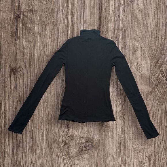 Free People Black Fitted Ribbed Mock Neck Long Sleeve Tee - Picture 3 of 10